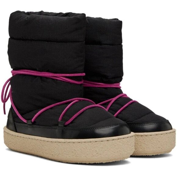 Isabel Marant Zenora Boots 37 US 6.5 Womens Black Fleece Lied $815 - Picture 14 of 14